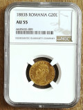Cumpara ieftin Moneda AUR 20 lei 1883, Carol I, certificata de NGC cu gradul AU55
