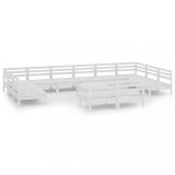 Set mobilier de gradina, 13 piese, alb, lemn masiv de pin