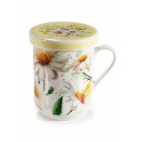 Cumpara ieftin Cana cu capac ceramica Musetel &Oslash; 7,5 cm x 10,5 H, 300 ml