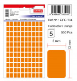 Etichete Autoadezive Color, 8 X 12 Mm, 550 Buc/set, Tanex - Orange Fluorescent