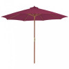 Umbrelă de soare exterior, st&acirc;lp din lemn, 300 cm, roșu bordo