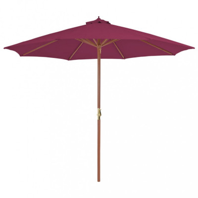 Umbrelă de soare exterior, st&amp;acirc;lp din lemn, 300 cm, roșu bordo foto