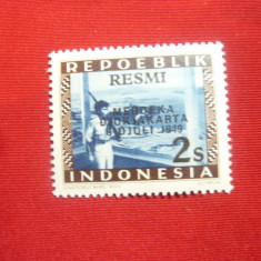 Timbru 2S Indonezia 1950 dienstmarke cu 2 supratipare