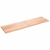 vidaXL Raft Perete Maro Deschis 220x60cm Lemn Stejar Trat. Rustic, Margini Naturale, Blat Baie/Birou/Masa, 52.8kg