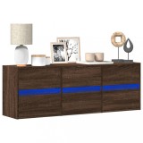 Cumpara ieftin Comodă TV de perete cu lumini LED, stejar maro, 130x31x45 cm