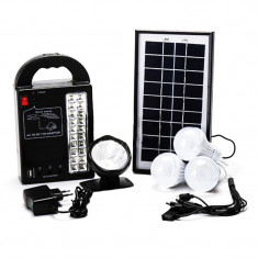 Kit solar Gdplus GD8215, lanterna frontala, USB, 3 becuri foto