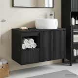 Cumpara ieftin Set dulap baie 2 buc. Negru 79,5 x 44,5 x 80 cm Lemn prelucrat