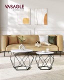 Cumpara ieftin Set 2 masute laterale, Vasagle, Alb-Negru, 50x50x40 cm