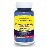 Complex natural D3+K2+Ca+Mg, 60 capsule, Herbagetica