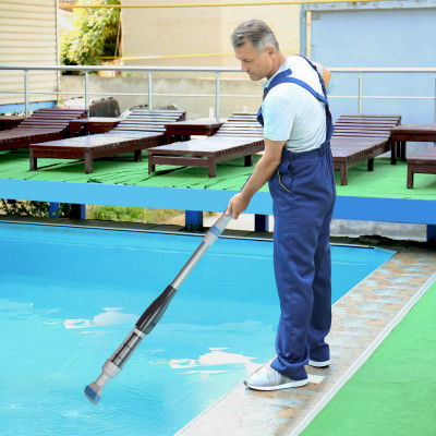 Outsunny Aspirator de piscina fara fir cu perie, aparat de curata usor pentru piscina cu stalp reglabil &amp;icirc;n 3 sectiuni pentru piscine interioare, supra foto