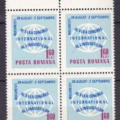 1967LP 654 AL XX-LEA CONGRES INTERNATIONAL AL LINGVISTILOR BUCURESTI BLOC 4 MNH