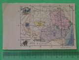 Hartă Viticolă a Rom&acirc;niei, anul 1920, dimensiunea unei cărți poștale.
