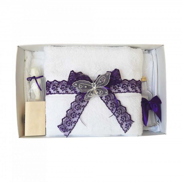 Trusou botez dantela mov si fluturas Denikos&reg; 418