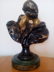 Bust vechi statuie bronz Le Baiser Donne Houdon foto