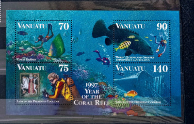 VANUATU 1997, FAUNA MARINA,PESTI,SCAFANDRU Serie nestampilata foto