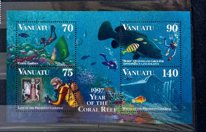 VANUATU 1997, FAUNA MARINA,PESTI,SCAFANDRU Serie nestampilata