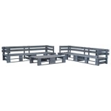 Cumpara ieftin Set mobilier de gradina din paleti, 6 piese, gri, lemn