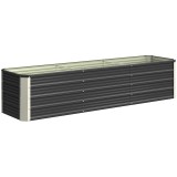 Outsunny Jardiniță &icirc;nălțată din oțel cu mănuși, pat pătrat pentru grădină pentru flori, ierburi, legume, 183 x 47 x 40 cm, gri | Aosom Romania