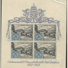 Vatican 1952 Mi 188 C bl 1 MNH - 100 de ani de timbre