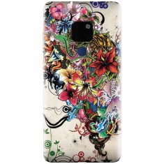 Husa silicon pentru Huawei Mate 20, Abstract Flowers Tattoo Illustration