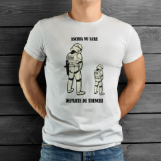 Tricou personalizat barbat "Stormtrooper Aschia nu sare departe de trunchi", Alb, Bumbac, Marime L