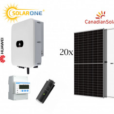 Kit sistem fotovoltaic 8,2 kW trifazat, invertor Huawei si 20 panouri Canadian Solar 410W