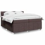 vidaXL Pat box spring cu saltea, maro &icirc;nchis, 200x200 cm, textil