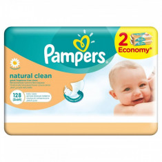 Servetele umede PAMPERS Natural Clean Duo 2 x 64buc foto