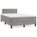 Cumpara ieftin Pat box spring cu saltea, gri deschis, 120x200 cm, catifea