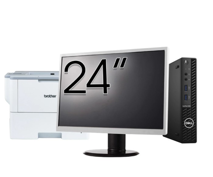Pachet Calculator Second Hand DELL OptiPlex 3080 MiniPC, Intel Core i5-10500 3.10 - 4.50GHz, 8GB DDR4, 256GB SSD + Monitor 24 Inch + Imprimanta Brothe