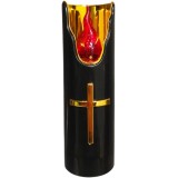 Candela Electronica Subito Neagra Cruce Aurie LED Rosu 5x12.5cm CNN 50013