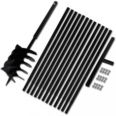 Burghiu de sol cu m&acirc;ner 200 mm cu tub prelungitor 13 m, oțel 270537