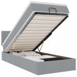 Cumpara ieftin Cadru de pat otoman cu saltea tesatura gri deschis 90x190cm