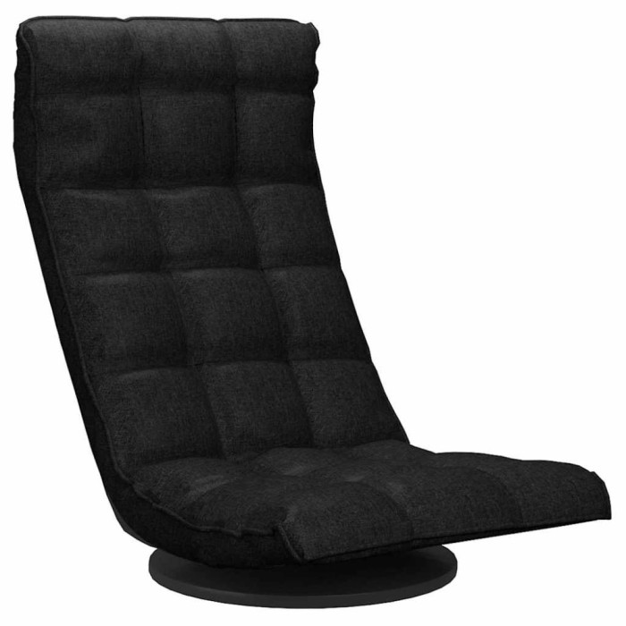 Scaun de podea pivotant, negru, material textil