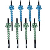 Cumpara ieftin Agrafe verde deschis si albastru 5 x 1 cm pentru par, set 8, 4 verde deschis si 4 albastru, cu pietre artificiale, decor floral pentru coc si impletit