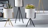 Vaza-masca ghiveci ceramic cu suport metalic