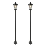 Outsunny Set de 2 Felinare Solare de Grădină 1.86 m, Lămpi de Exterior din Oțel Inoxidabil cu &Icirc;nălțime Reglabilă, 2 Moduri de Lumină, IP44 Impermeabil