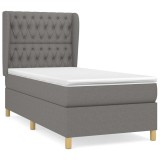 Cumpara ieftin Pat box spring cu saltea, gri inchis, 100x200 cm, textil