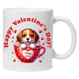 Cana alba personalizata &quot;Puppy in a cup- Happy Valentine&#039;s Day!&quot;, 2, INOVATIX&reg;️. 330ml