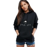 Hanorac dama negru - f*ck off Mickey Mouse - M