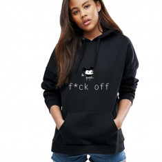 Hanorac dama negru - f*ck off Mickey Mouse - XL