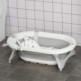 HOMCOM, cada de baie pentru copii, pliabila, cu perna, 81.5x50.5x23.5cm, alba