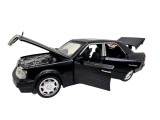 Macheta Mercedes-Benz E500 AMG W124 negru 1:28 replica metal lumini si sunete usi capota portbagaj functionale