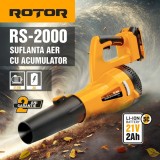 Suflanta aer pe acumulator ROTOR RS-2000 cu 1 acumulator 21V / 2Ah si incarcator ROTOR Innovative ReliableTools
