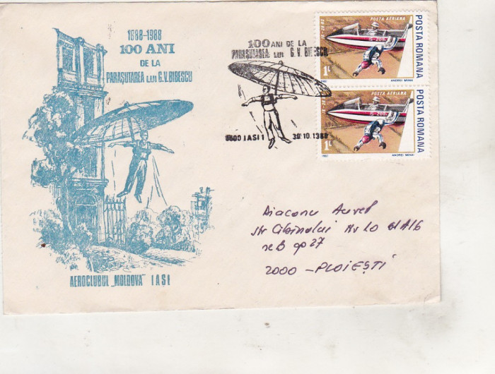 bnk fil Plic ocazional 100 ani de la parasutarea Bibescu Iasi 1988