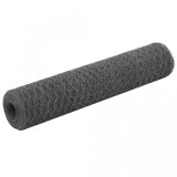 Plasă de s&acirc;rmă, gri, 25x0,75 m, oțel cu &icirc;nveliș PVC, hexagonal, vidaXL