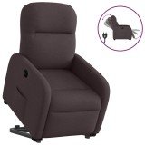 Cumpara ieftin Fotoliu electric rabatabil cu ridicare, maro inchis, textil