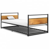 Cadru pat extensibil, negru, 90x200 cm, metal