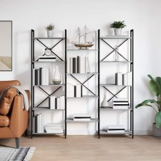 vidaXL Raft pentru cărți sonoma gri 156 x 25 x 167.5 cm Lemn compozit