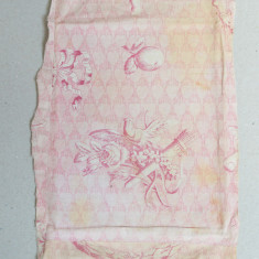 Vechi fragment textil imprimat model rococo